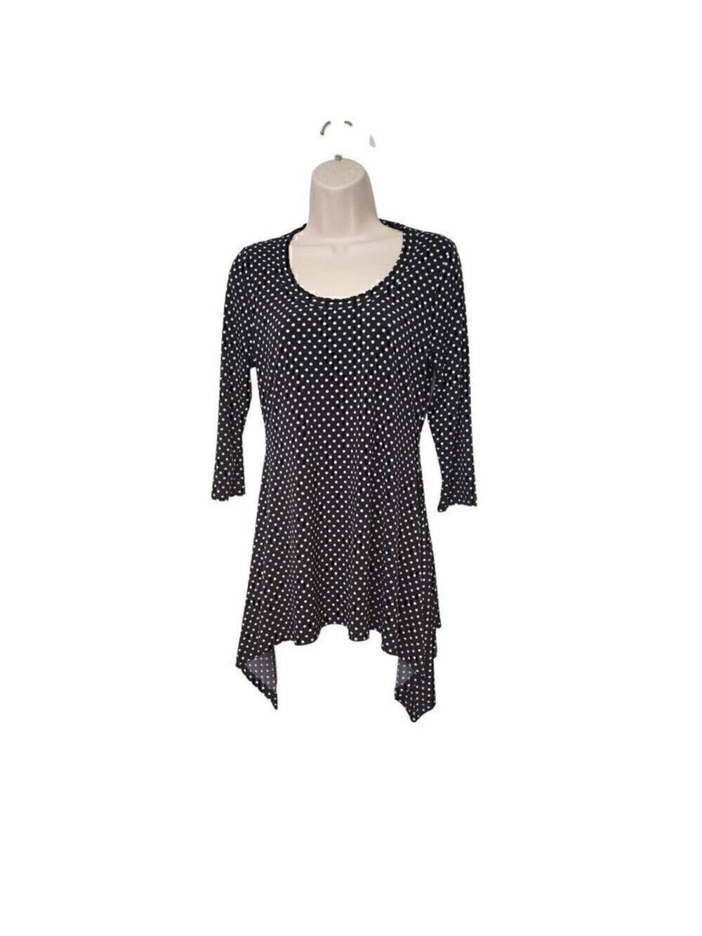 chaus new york blouse 3/4 Sleeve Polka-Dots Blouse Size Small